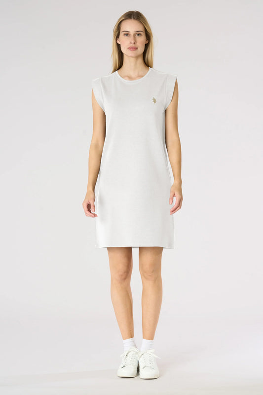 U.S POLO WOMAN SLEEVELESS DRESS IN COTTON AND MODAL BLEND