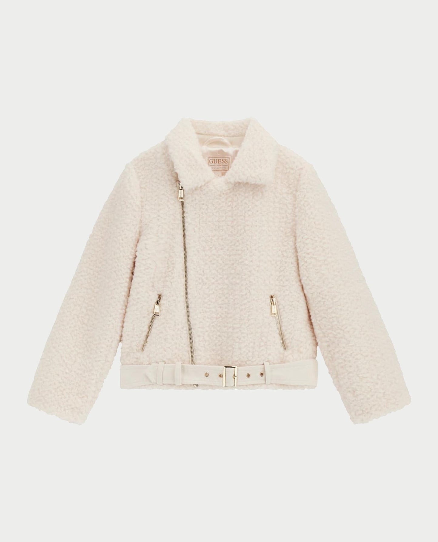 GUESS GIRLS' FAUX SHEEPSKIN JACKET