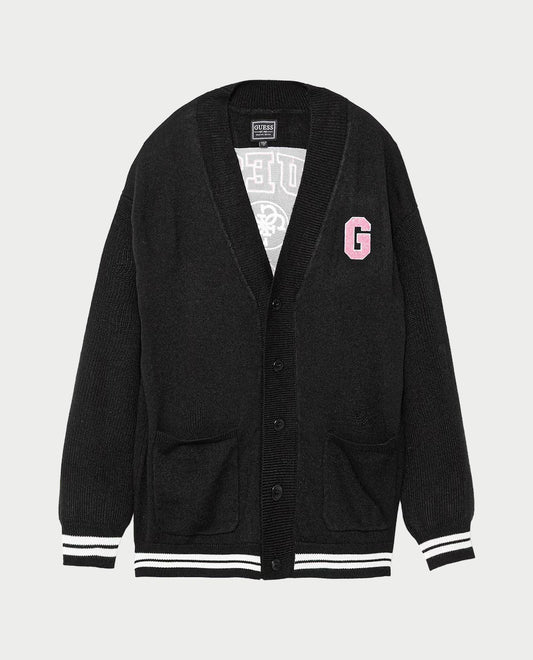 GUESS BACK EMBROIDERED KNITTED CARDIGAN