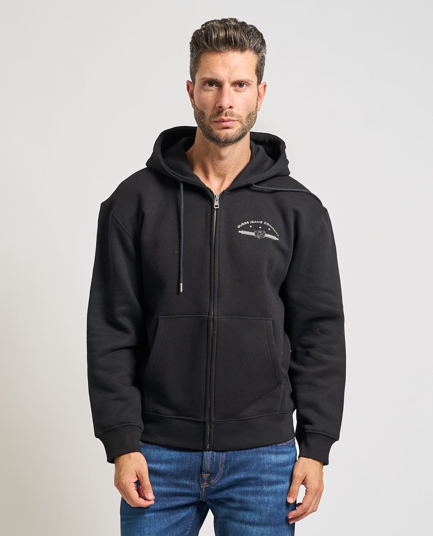 GUESS JEANS FRONT7BACK LOGO FULL ZIP FOOTER