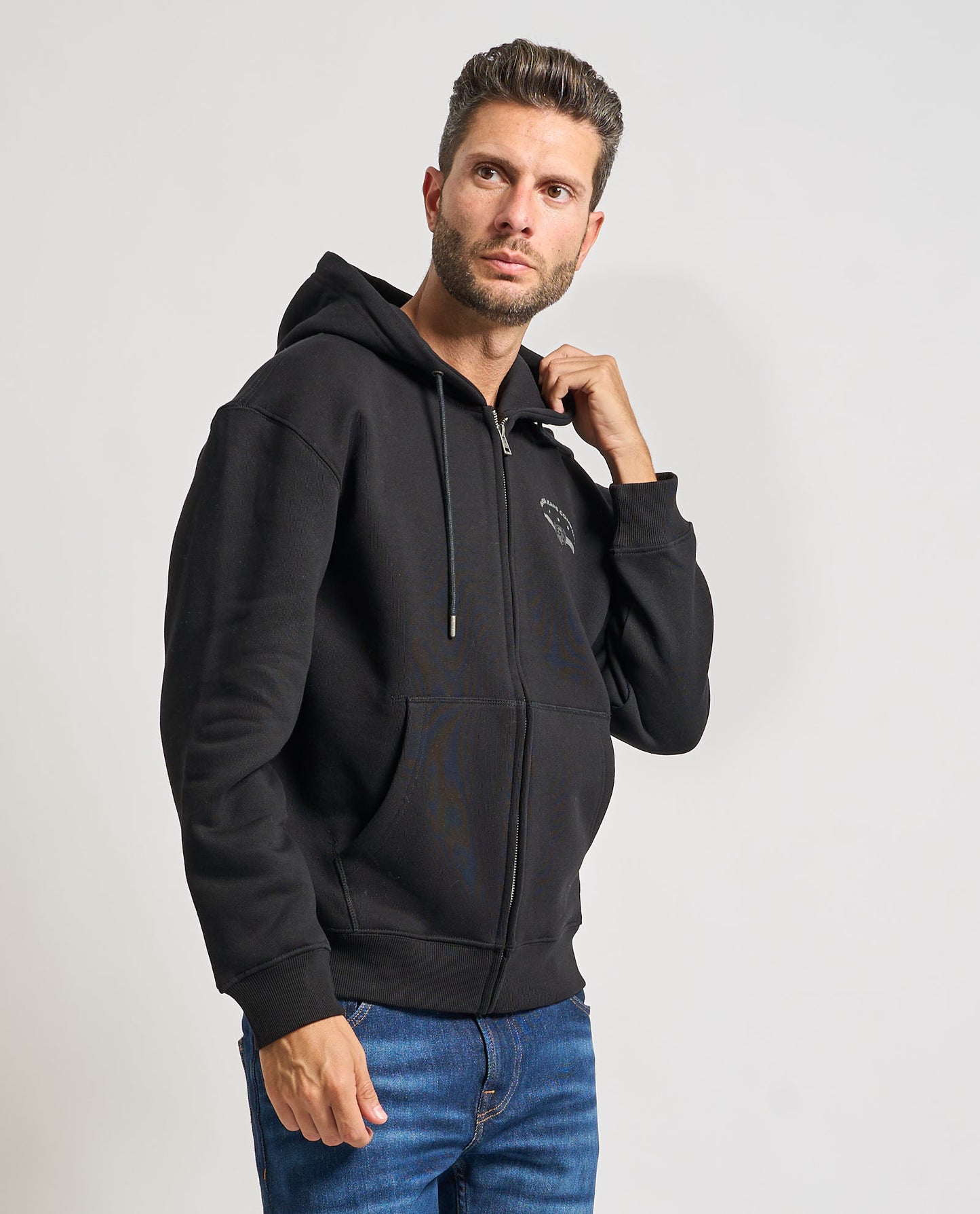 GUESS JEANS FRONT7BACK LOGO FULL ZIP FOOTER