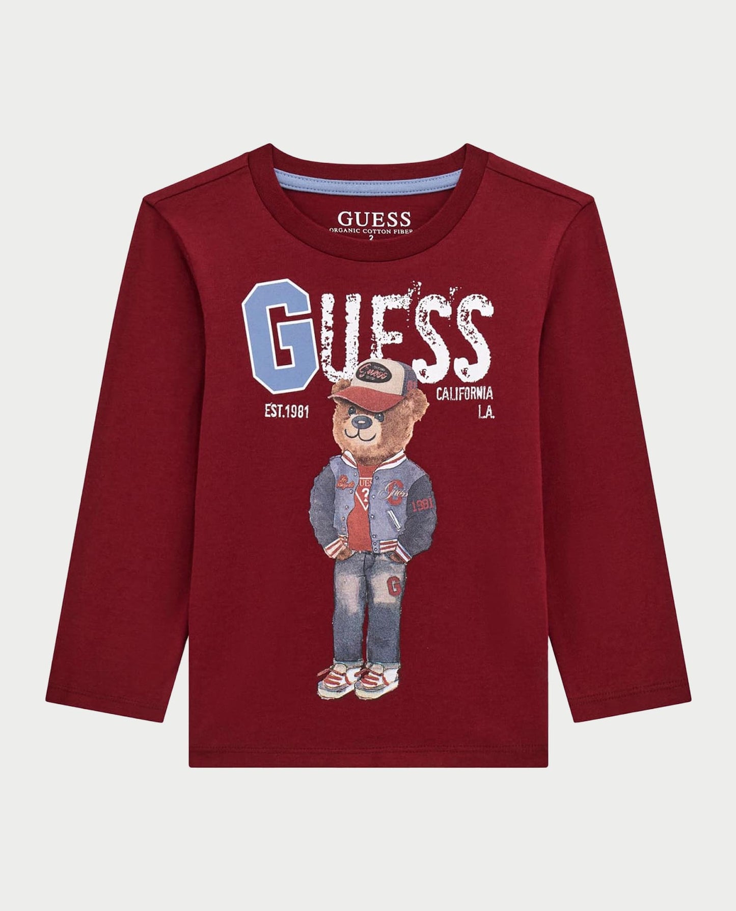 GUESS LS BEAR EMBROIDERY T SHIRT