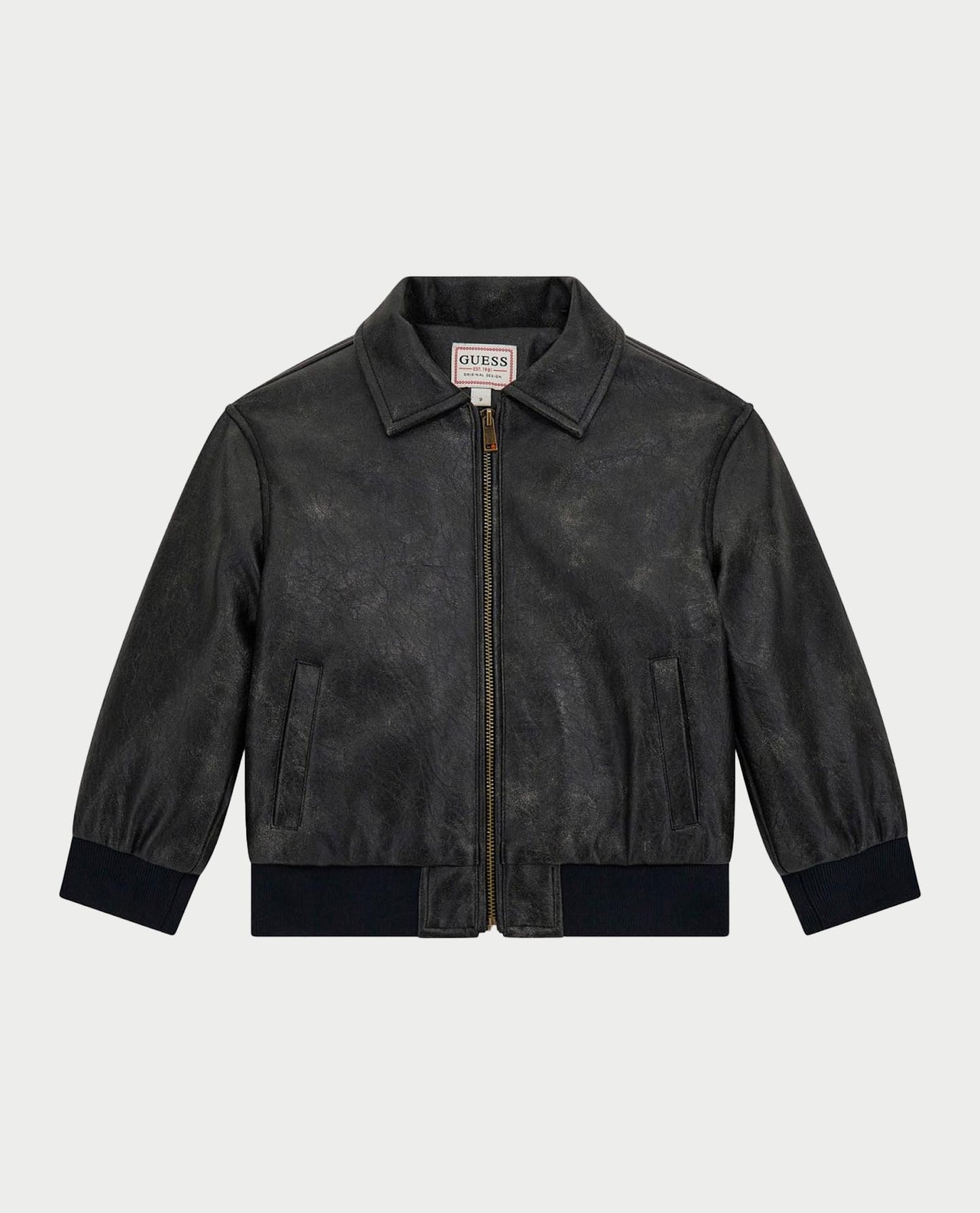 GUESS KIDS PU LEATHER BACK EMBROIDERED  JACKET