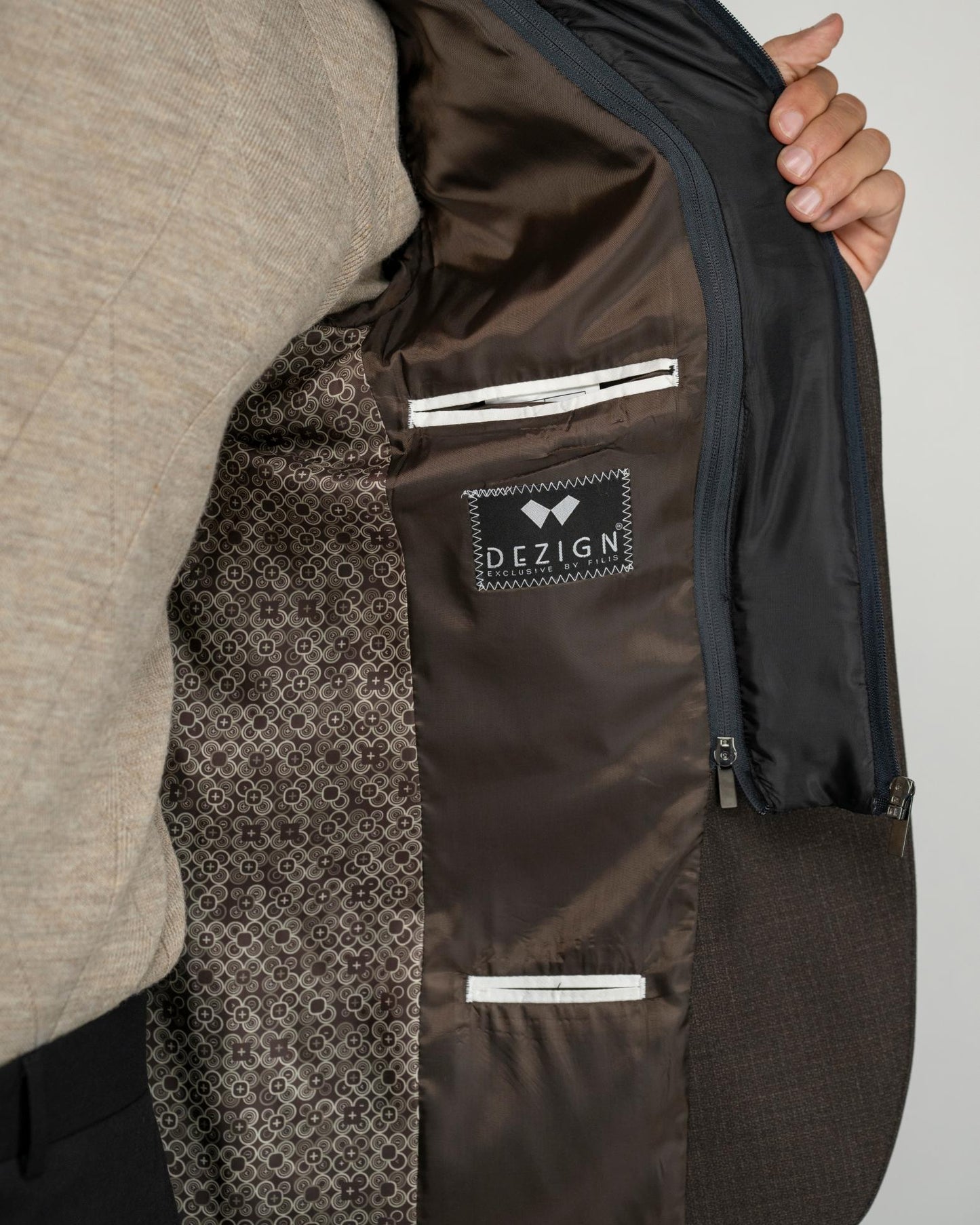 DEZIGN BY FILIS BROWN JACKET WITH DETACHABLE VEST