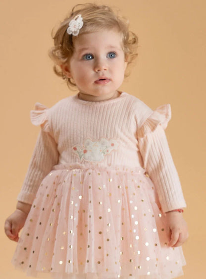 BABY ENERGINO RIB TULLE DRESS