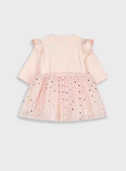 BABY ENERGINO RIB TULLE DRESS