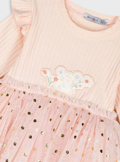 BABY ENERGINO RIB TULLE DRESS