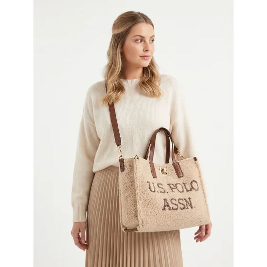 U.S POLO ASSN WOMAN MIDDLETTON SHEEPSKIN SHOPPER BAG