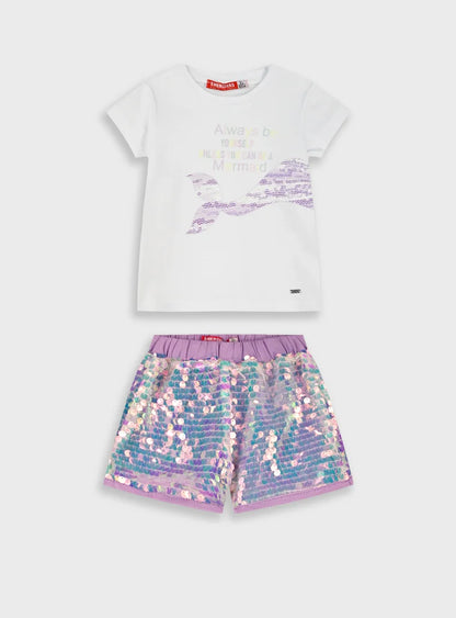ENERGIERS GIRLS SET T SHIRT & SHORT IN  SEQUINS