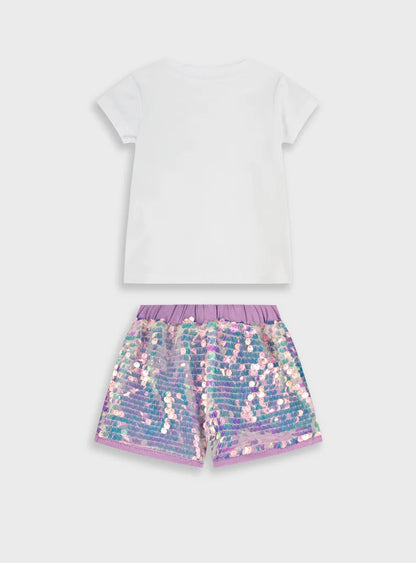 ENERGIERS GIRLS SET T SHIRT & SHORT IN  SEQUINS