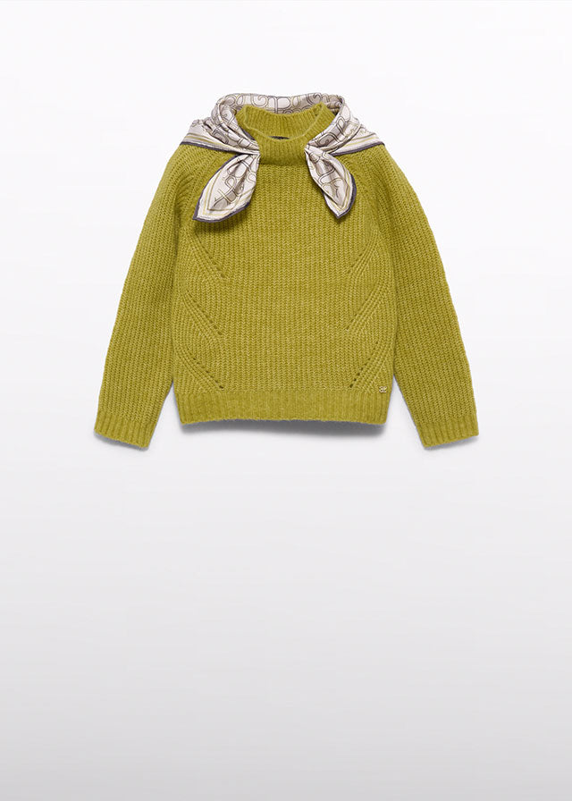 MAYORAL GIRLS KNITTED SCARF-DETAIL PULLOVER