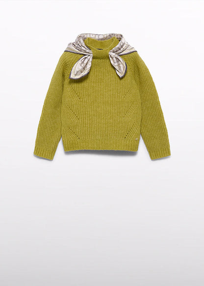 MAYORAL GIRLS KNITTED SCARF-DETAIL PULLOVER