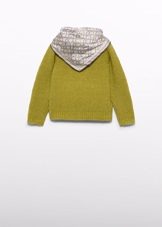 MAYORAL GIRLS KNITTED SCARF-DETAIL PULLOVER