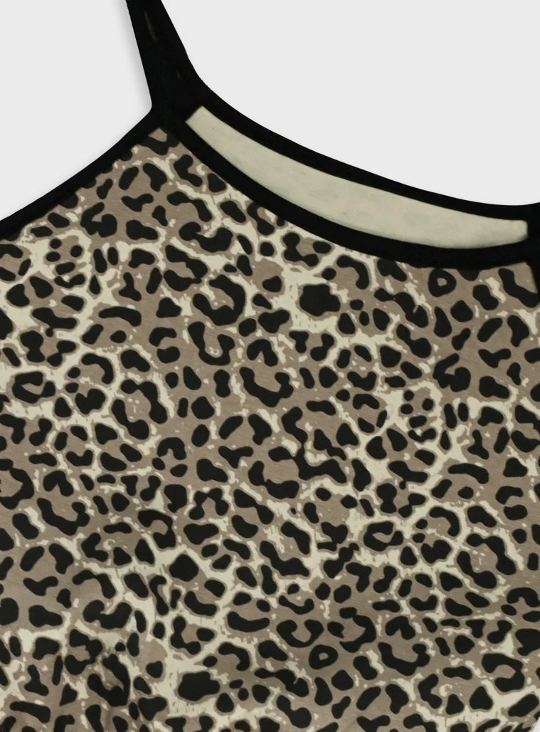 ENERGIERS LEOPARD SET OF SLEEVELESS BLOUSE & SHORTS FOR GIRL.