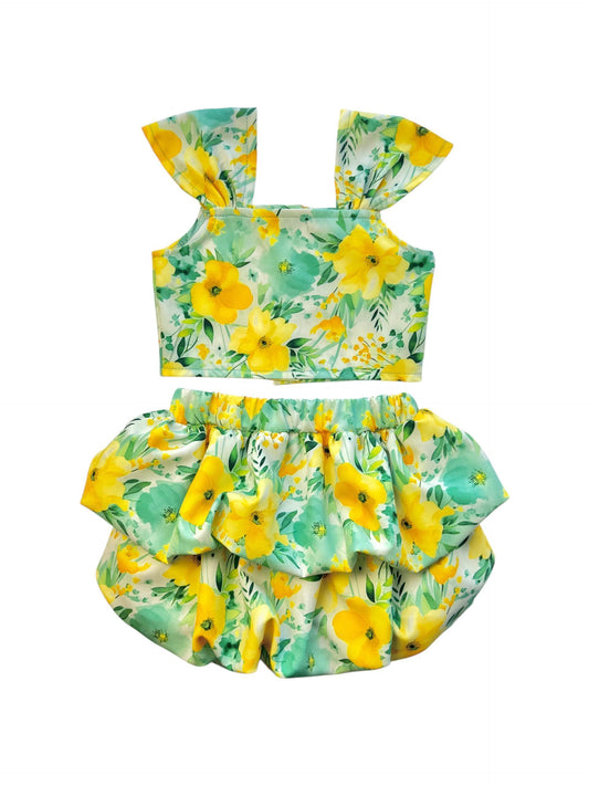SWEET BABY PRINTED SET WITH BALLOON SKIRT AND TOP