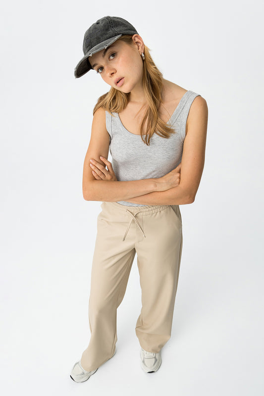 TIFFOSI WIDE LEG FAUX LEATHER TROUSER