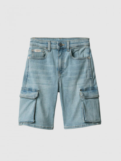 CALVIN KLEIN KIDS LOOSE FIT DENIM CARGO SHORTS