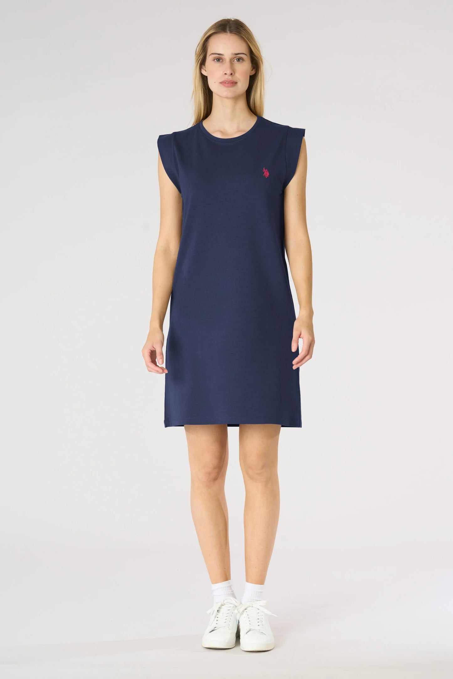 U.S POLO WOMAN SLEEVELESS DRESS IN COTTON AND MODAL BLEND