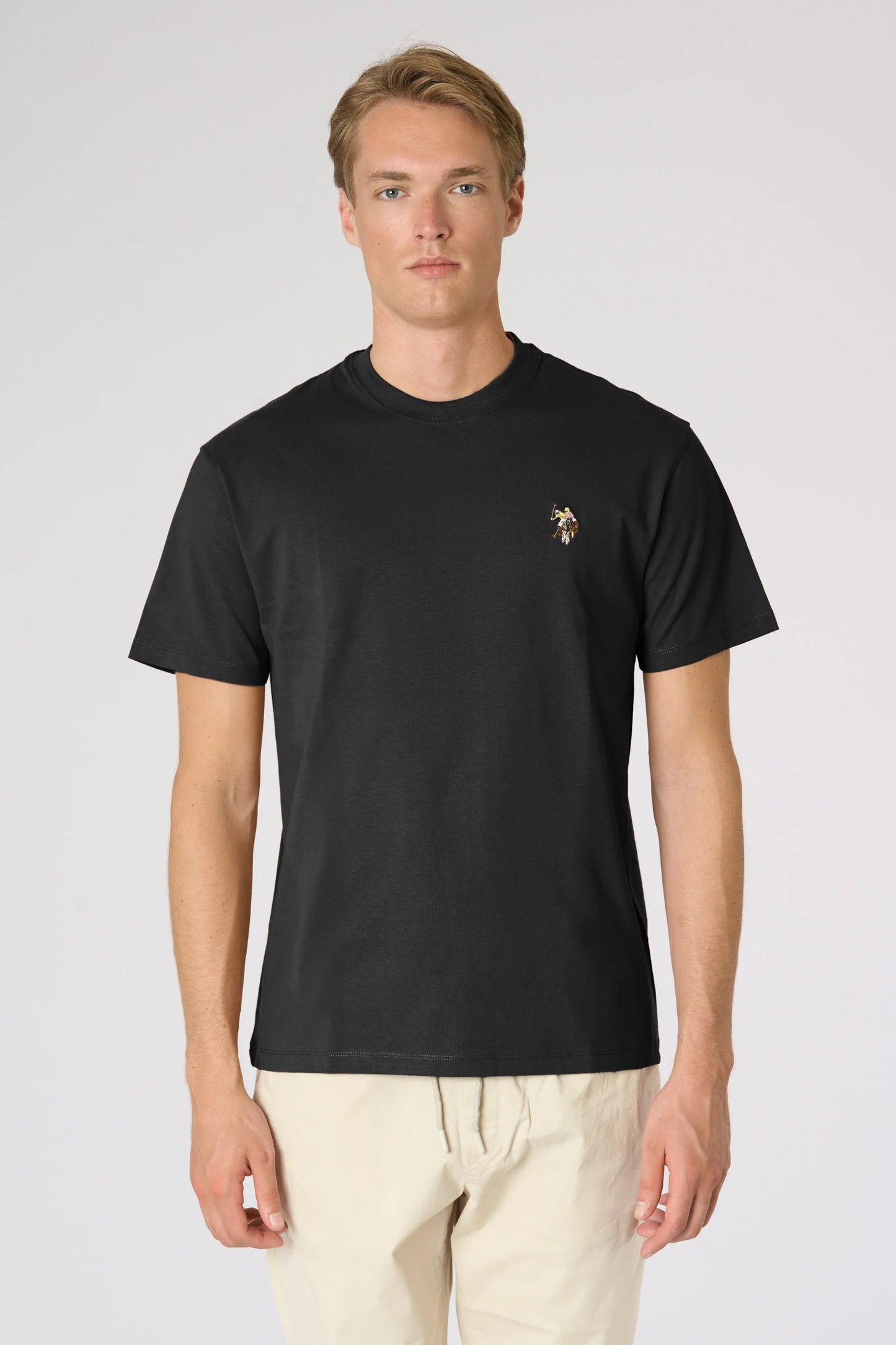 U.S POLO ASSN MEN'S CREW NECK T-SHIRT WITH COLORED LOGO