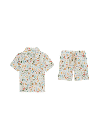 GUESS KIDS SET COTTON BLEND SHIRT & SHORTS