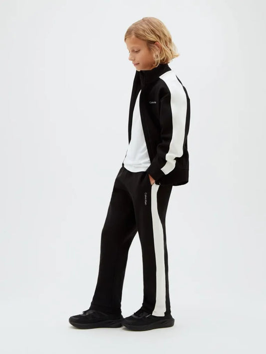 CALVIN KLEIN COLOUR-BLOCKED TERRY TRACK TOP & JOGGERS SET