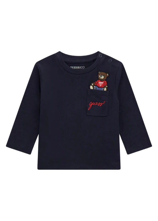 GUESS KIDS EMBROIDERED LOGO T SHIRT