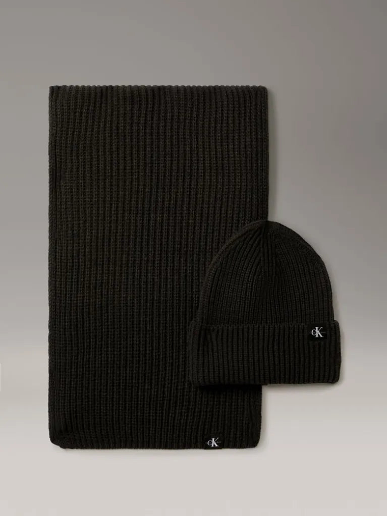CALVIN KLEIN KIDS SET RIB BEANIE & SCARF