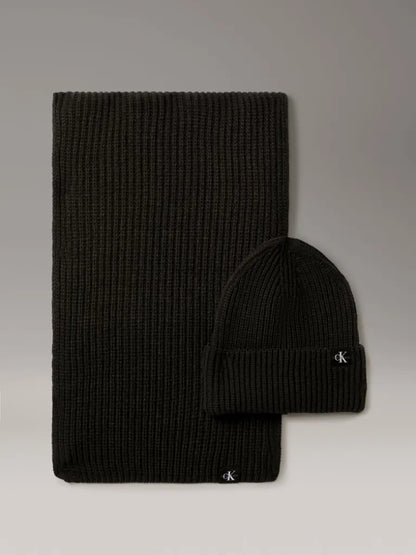 CALVIN KLEIN KIDS SET RIB BEANIE & SCARF