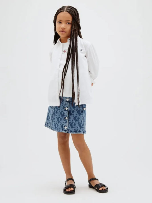 CALVIN KLEIN KIDS DENIM LOGO SKIRT