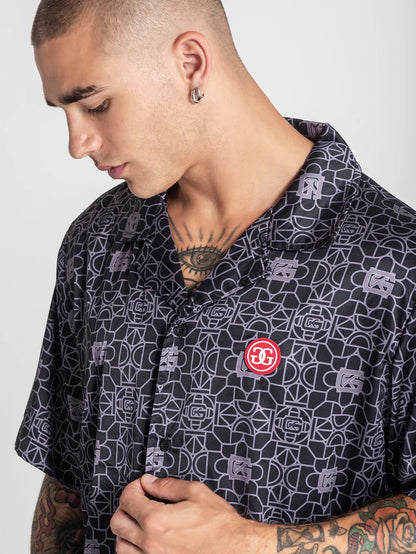 GIANNI KAVANAGH TILED SATIN SHIRT
