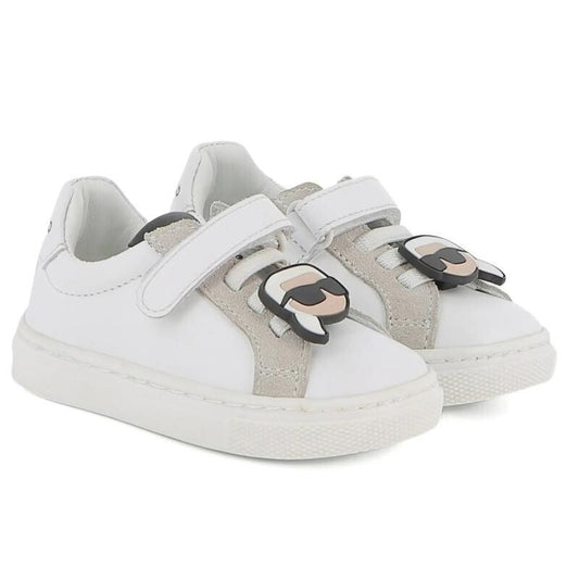 KARL LAGERFELD KIDS ICONIC LEATHER LOGO SNEAKERS