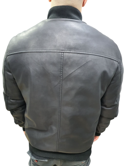 GIANNI LUPO DOUBLE-FACED LEATHER-EFFECT BIKER JACKET