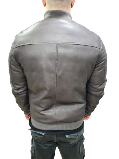 GIANNI LUPO FAUX-LEATHER DOUBLEFACE BOMBER JACKET