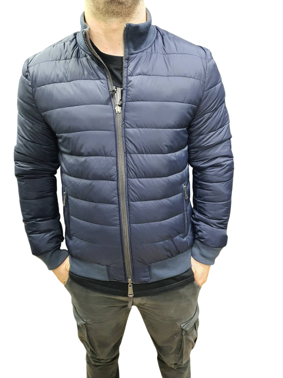 GIANNI LUPO FAUX-LEATHER DOUBLEFACE BOMBER JACKET