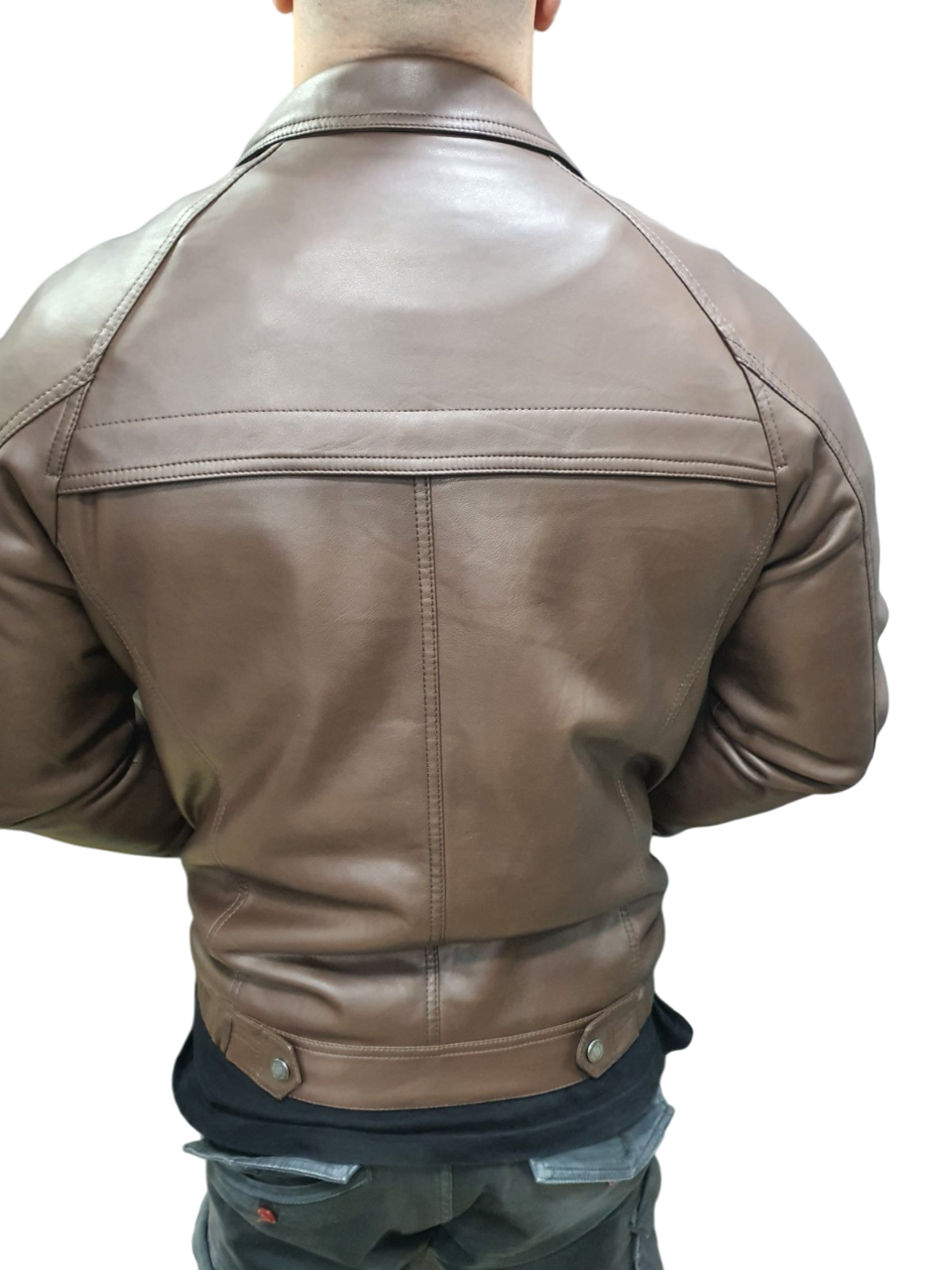 GIANNI LUPO LEATHER-EFFECT BOMBER JACKET