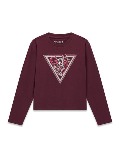 GUESS KIDS GIRLS MIDI SEQUINS TRIANGLE T SHIRT