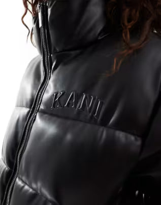 KARL KANI SERIF CROP PU PUFFER JACKET