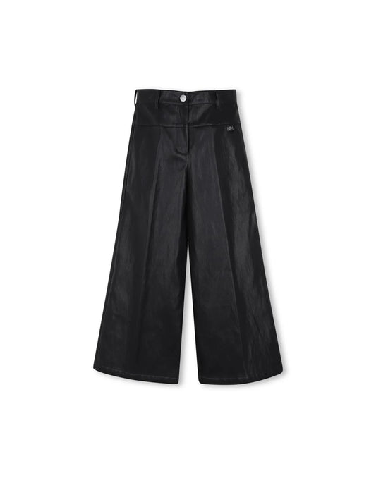 DKNY GIRLS LOGO-PLAQUE WIDE-LEG TROUSERS