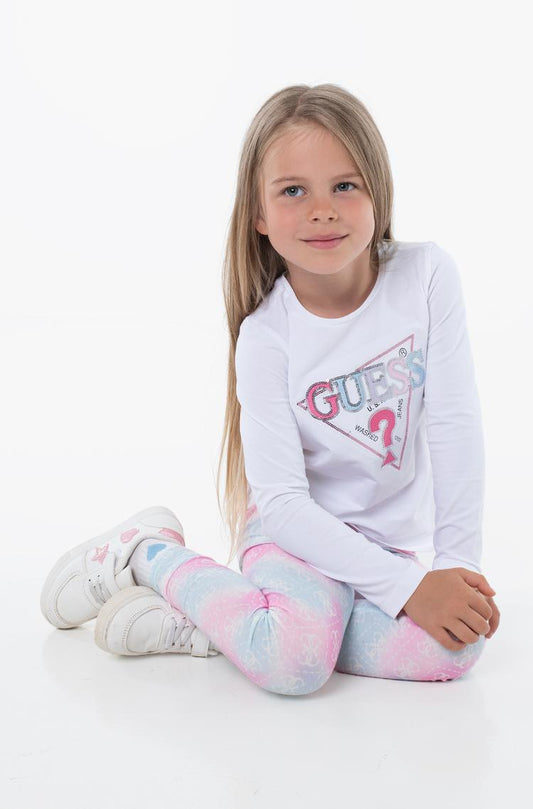 GUESS HIGH LOW LS TRIANGLE LOGO T SHIRT