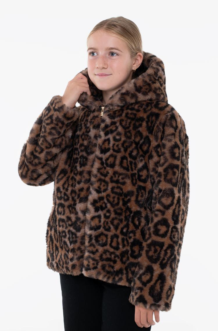 GUESS JEANS HOODED FAUX FUR JACKET