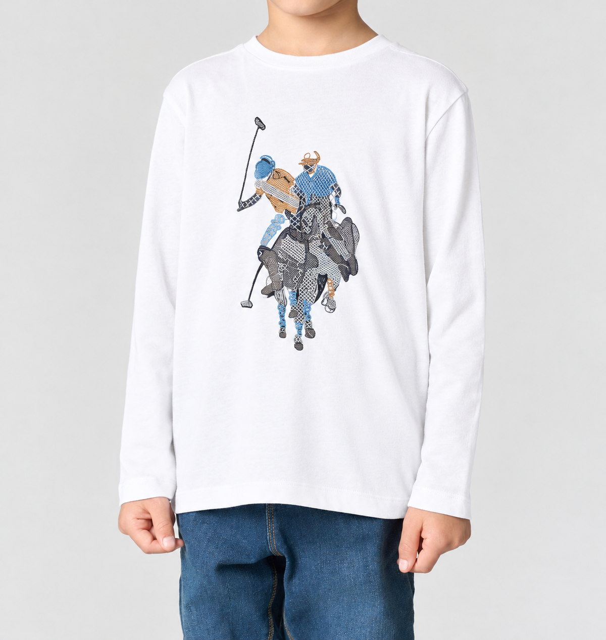 U.S POLO ASSN KIDS DOUBLE HORSE LOGO T SHIRT