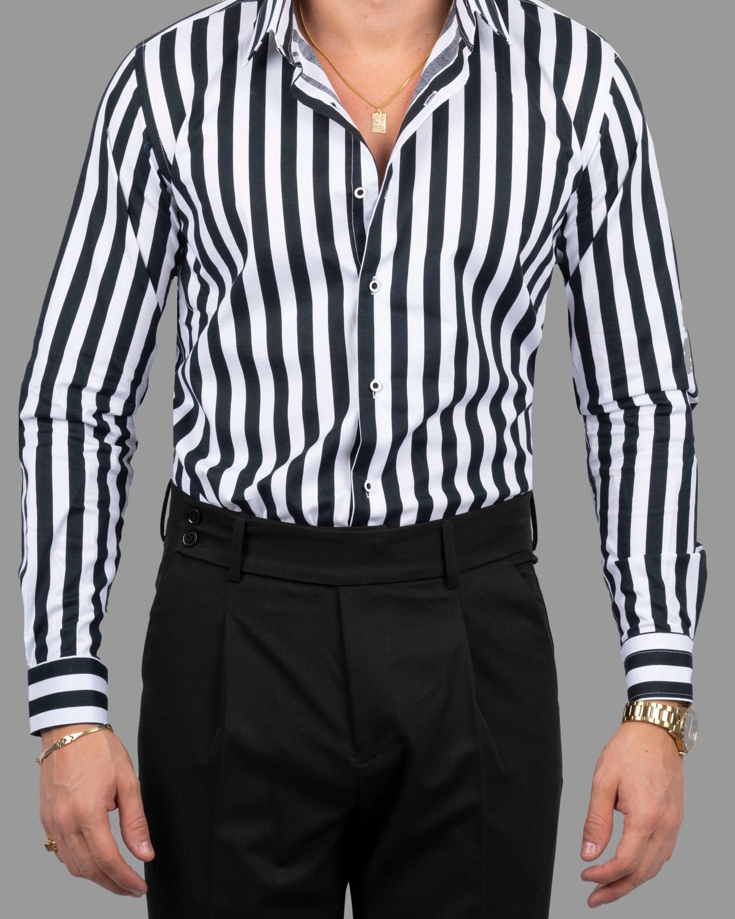 DEZIGN SUITS STRECH COTTON STRIPED SHIRT