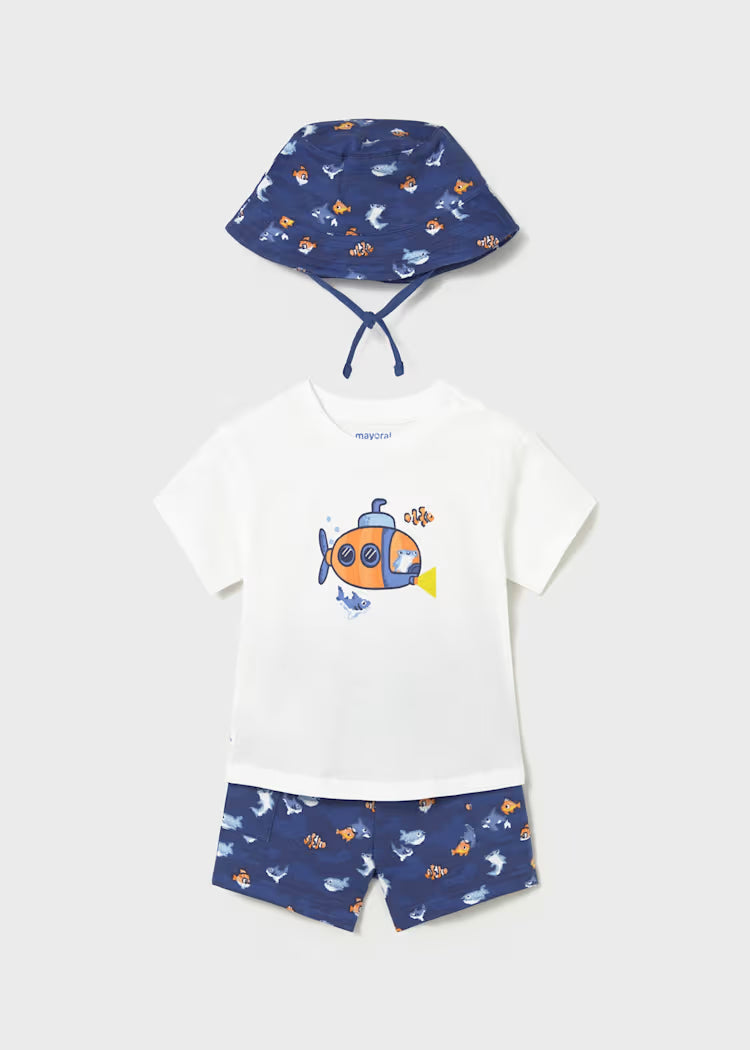 _MAYORAL 3-PIECE DUNGAREE SET BABY WITH HAT