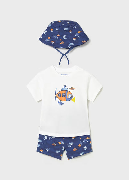 _MAYORAL 3-PIECE DUNGAREE SET BABY WITH HAT