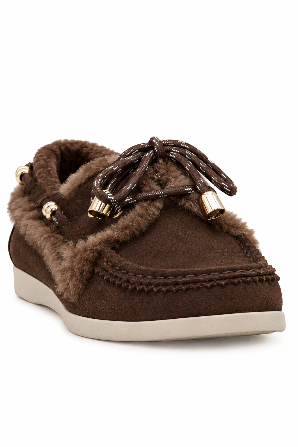 COLORS OF CALIFORNIA COW SUEDE & FUR BOAT SHOES