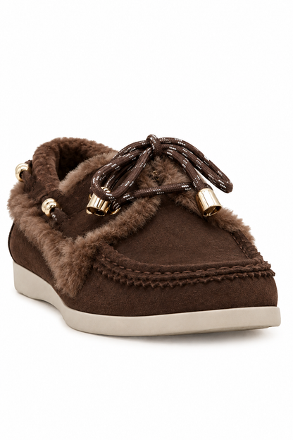 COLORS OF CALIFORNIA COW SUEDE & FUR BOAT SHOES