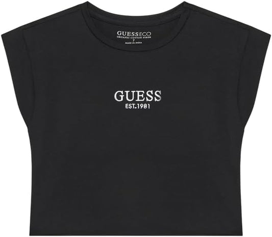GUESS KIDS GIRLS LOGO PRINT CROP TOP