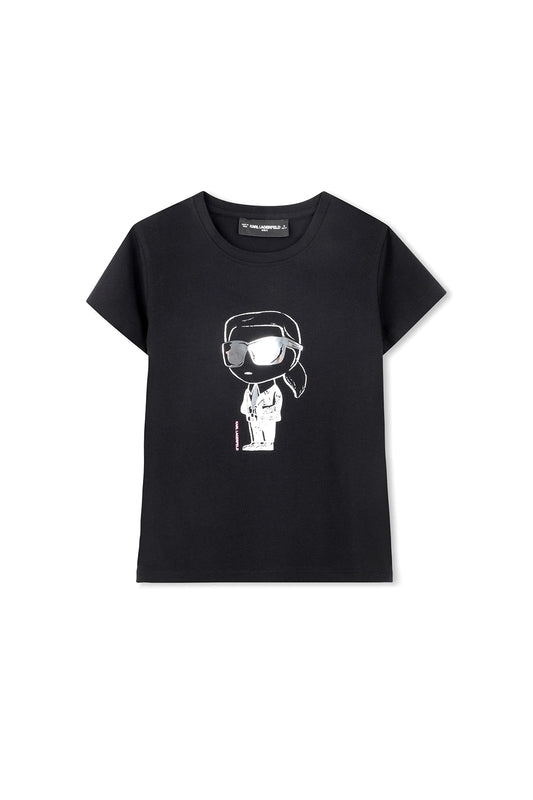 KARL LAGERFELD GIRLS MINI ME BLACK IKONIK T-SHIRT