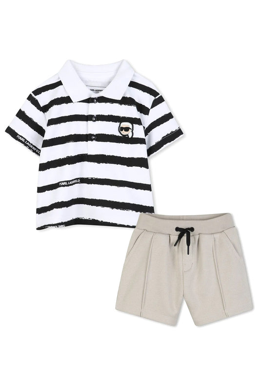 KARL LAGERFELD KIDS IKONIK KARL STRIPED SHORTS SET