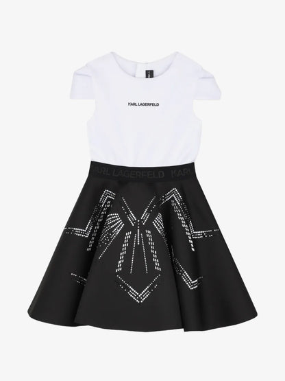 KARL LAGERFELD GIRLS RHINESTONES FLARED DRESS